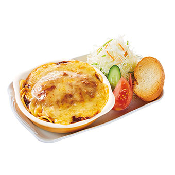 夜コメ ハイ!チーズ!!プレート チーズハンバーグミートスパ